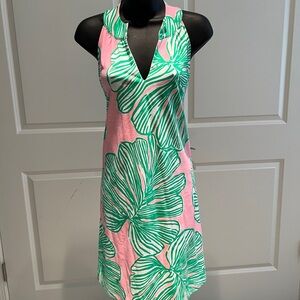 Lilly Pulitzer Pink and Green Leaf Print Dress